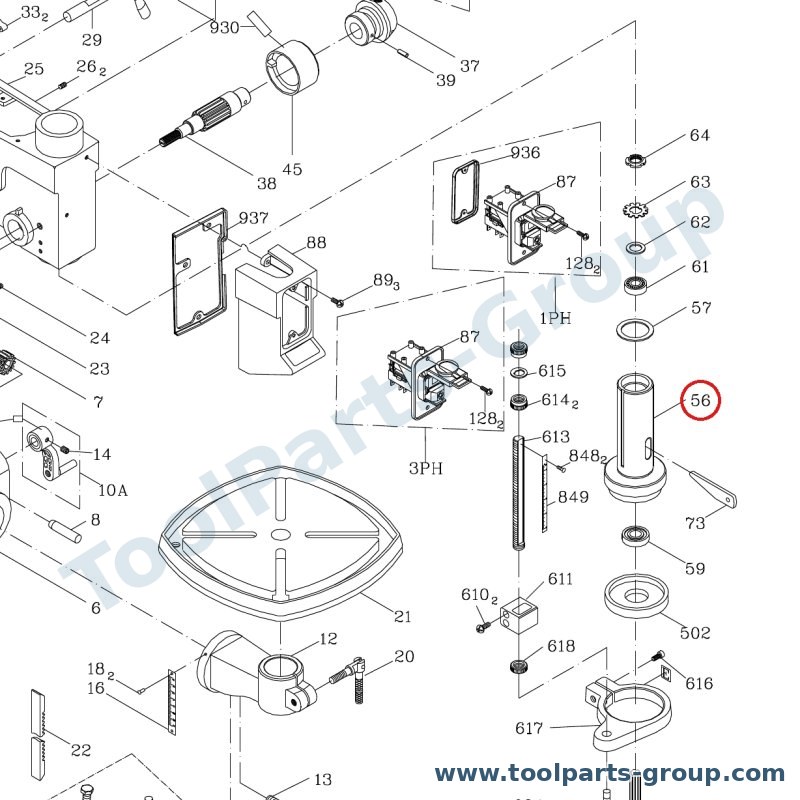 JET 10705611 – Ersatzteil – Quill Pos. 56 für JDP-17