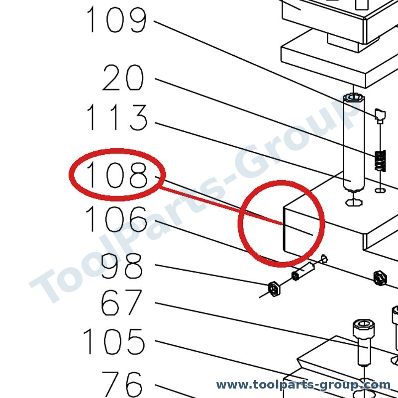 JET BD7-108 – Ersatzteil – Coupound Rest (A) Pos. 108 für BD-7