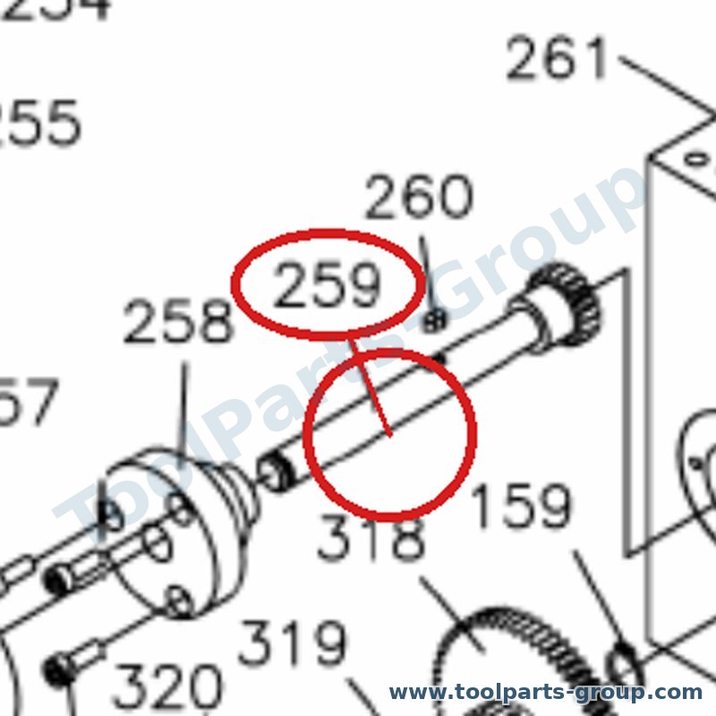 JET BD8-259 – Ersatzteil – Welle I; Welle Zahnrad Pos. 259 für BD-8, BD-8-M