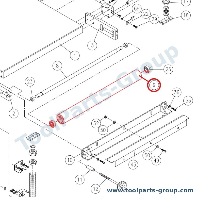JET DDS225-209 – Ersatzteil – vorn Rolle Pos. 9 für DDS-225