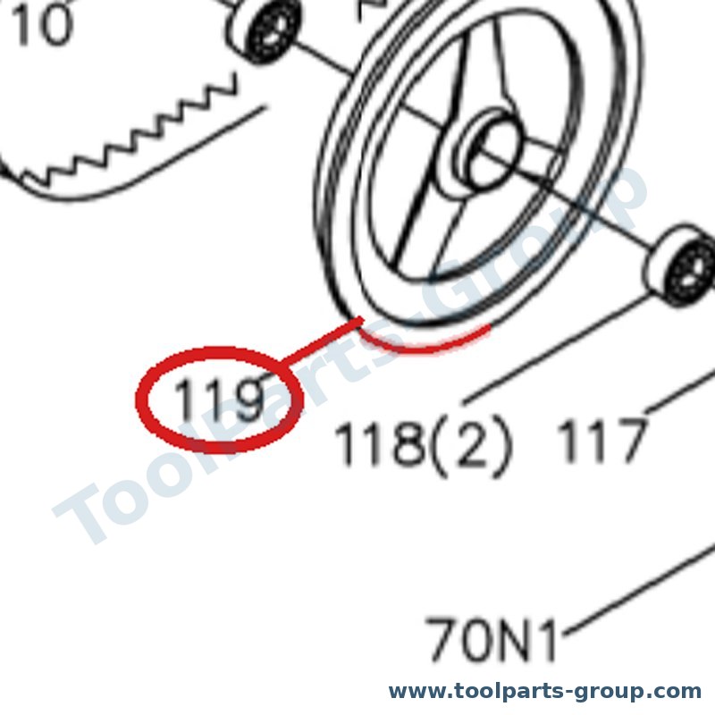 JET HVBS7MW-119 – Ersatzteil – Bandrad links Pos. 119 für HVBS-712K, 712K
