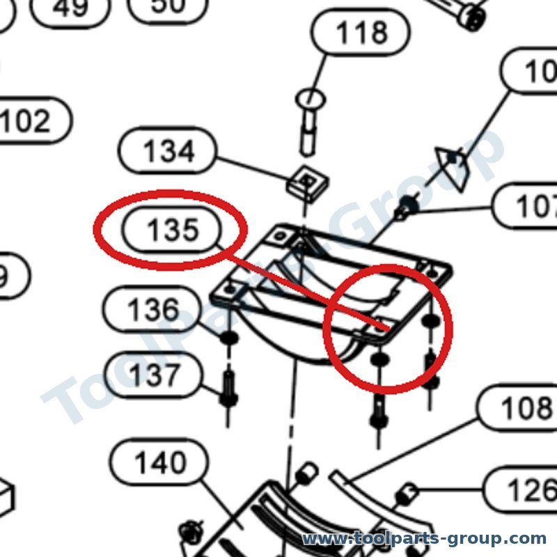 JET JBS12-135 – Ersatzteil – Tisch Trunion oben Pos. 135 für JBS-12