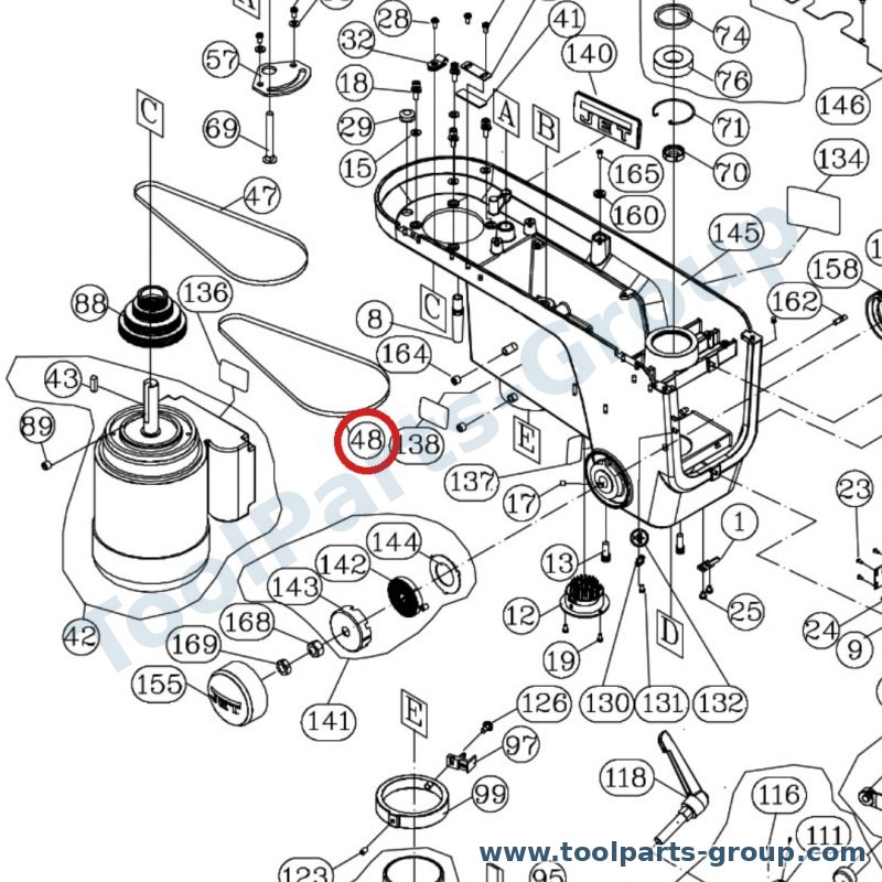 JET JDP15F-048 – Ersatzteil – Poly Keilriemen 4PJ635 für JDP-15B, JDP-15F