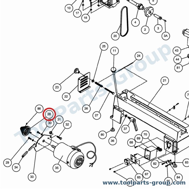 JET JML-28 – Ersatzteil – Motorriemenscheibe für JML-1014, JWL-1220