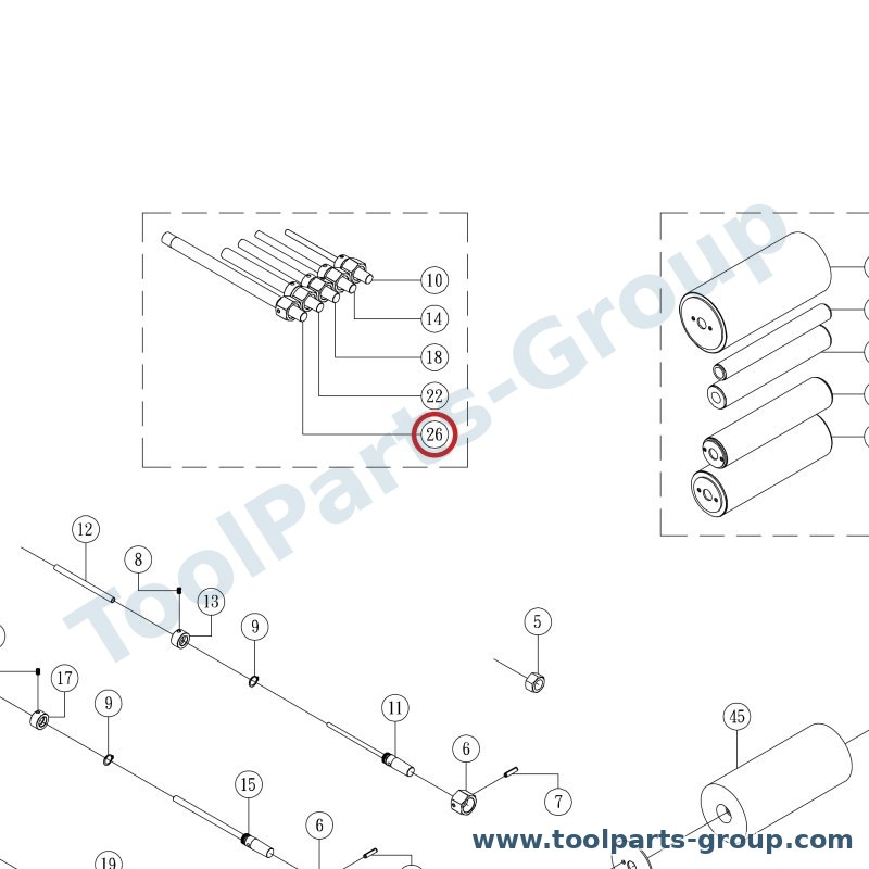 JET JOSS-S-326 – Ersatzteil – Spindel Baugruppe. 3/4 Pos. 26(Incl.6,7,27&GR100) (Joss-S) Moq 5PCS für S-326