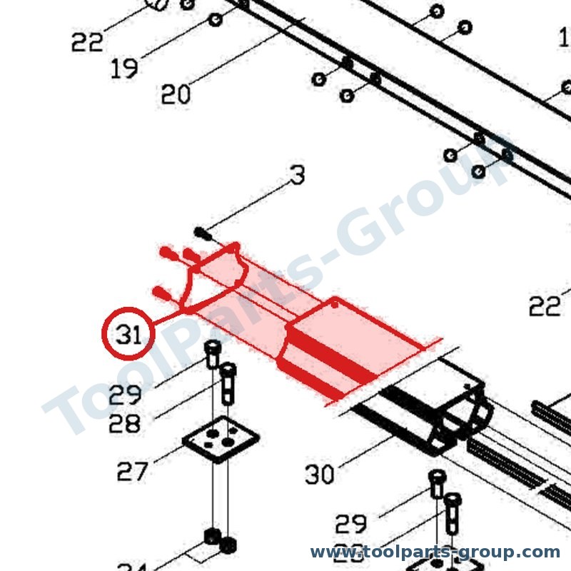 JET JTSS1500-210 – Ersatzteil – Sliding Grundkörper Abdeckung hinten für JTSS-1500