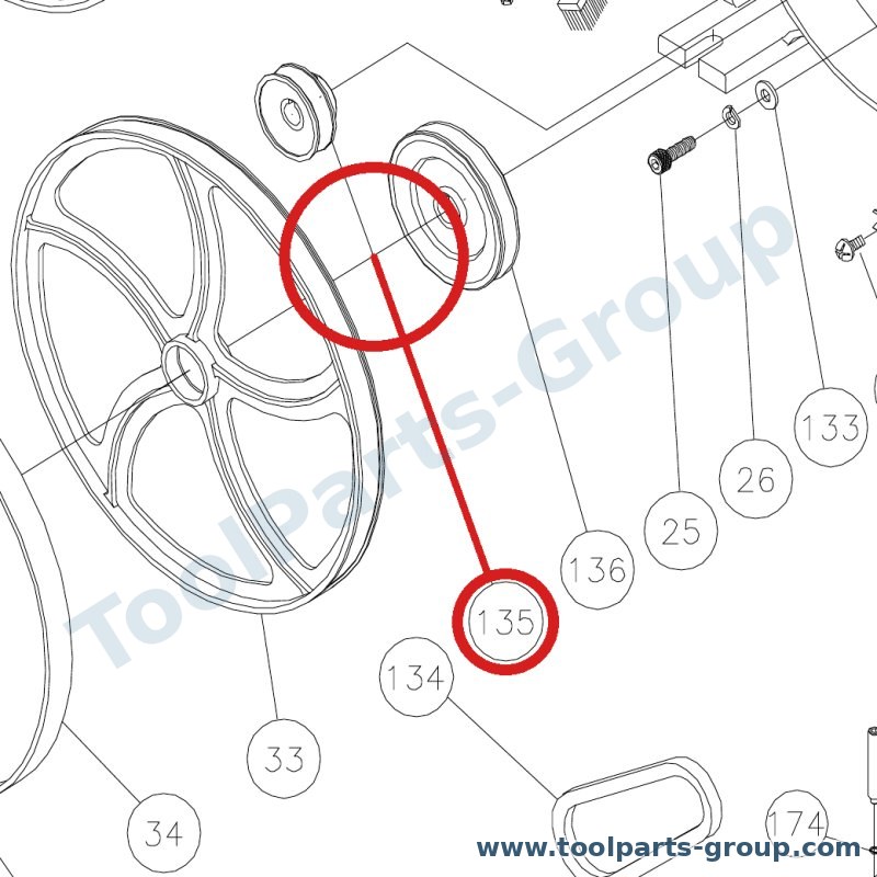 JET JWBS12-135E – Ersatzteil – Riemenscheibe für JWBS-12