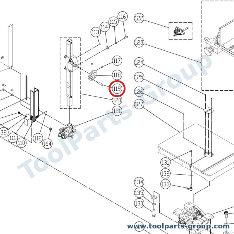 JET JWBS15-1119 – Ersatzteil – Griff M8 Pos. 124 für JWBS-15/18, JWBS-15