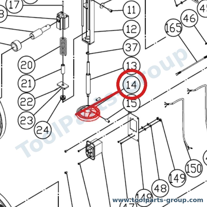 JET JWBS15-114 – Ersatzteil – Handwheel 6 Pos. 14 für JWBS-15