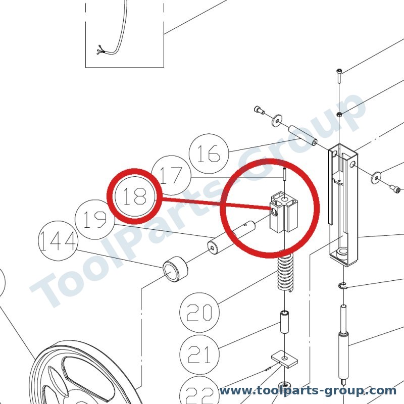 JET JWBS15-118 – Ersatzteil – Pos. 18 oben Rad Sliding Halterung für JWBS15/18, JWBS15