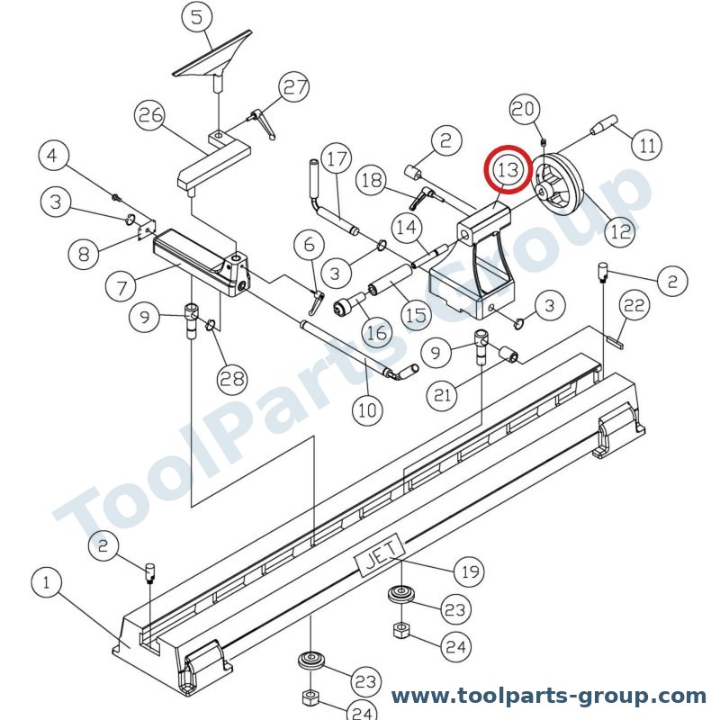 JET JWL1442-213 – Ersatzteil – Tail Stock für JWL-1442
