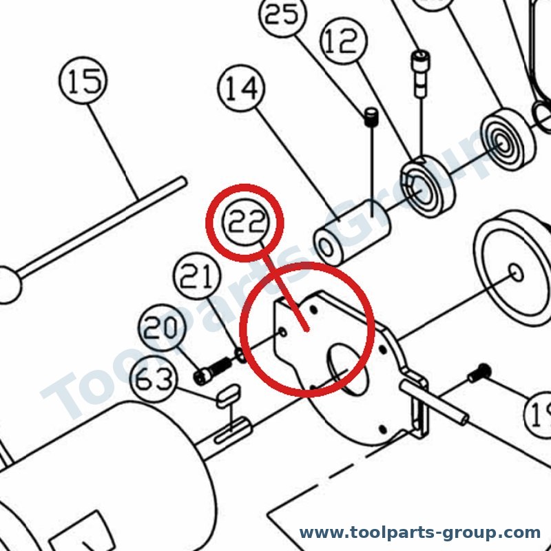 JET JWL1642-122 – Ersatzteil – Motor Baugruppe Platte Pos. 22 für JWL-1642