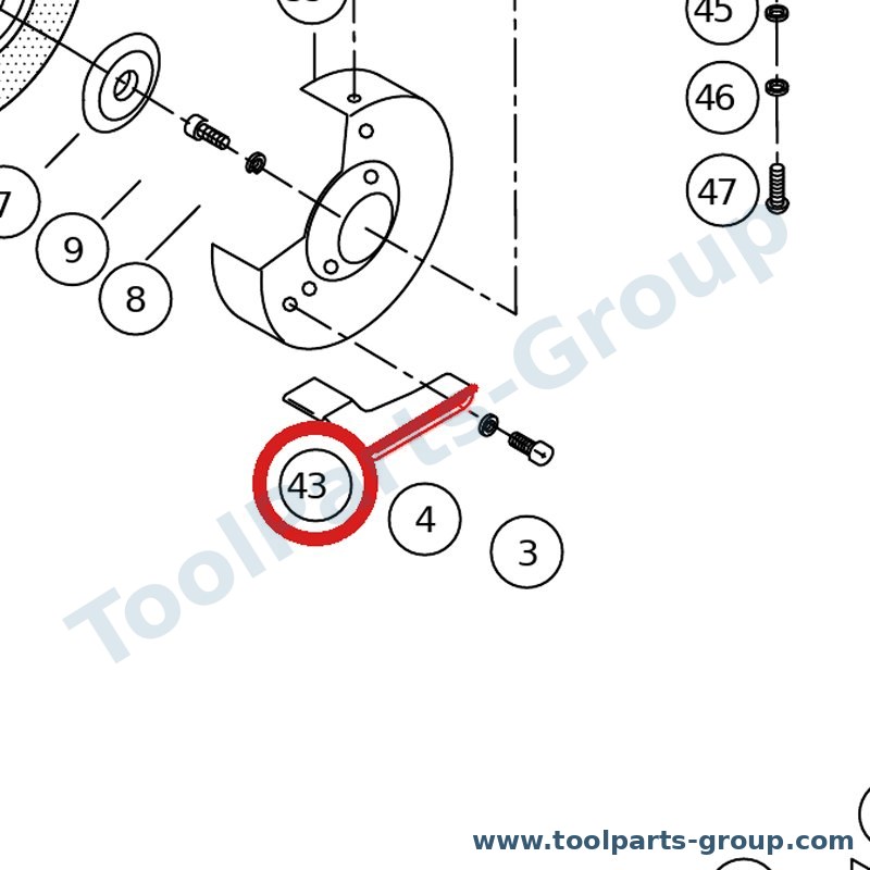 PROMAC PM-315102 – Ersatzteil – links Toolrest Pos. 43 für 316, 315