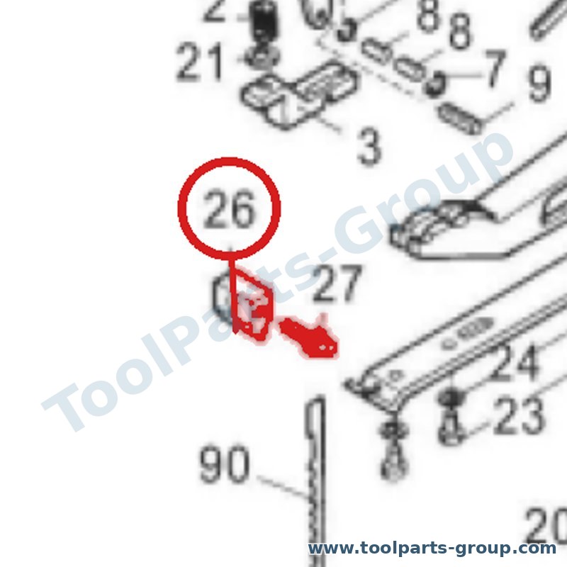 JET PM-354026 – Ersatzteil – Sägeblatt Klemme + Hex Schraube Pos. 26+27 (0.5MM) für 354