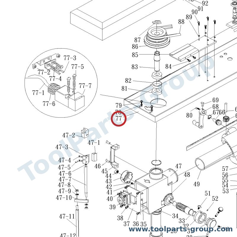 PROMAC PM-387277 – Ersatzteil – Riemenscheibe Abdeckung Pos. 77 für 387A