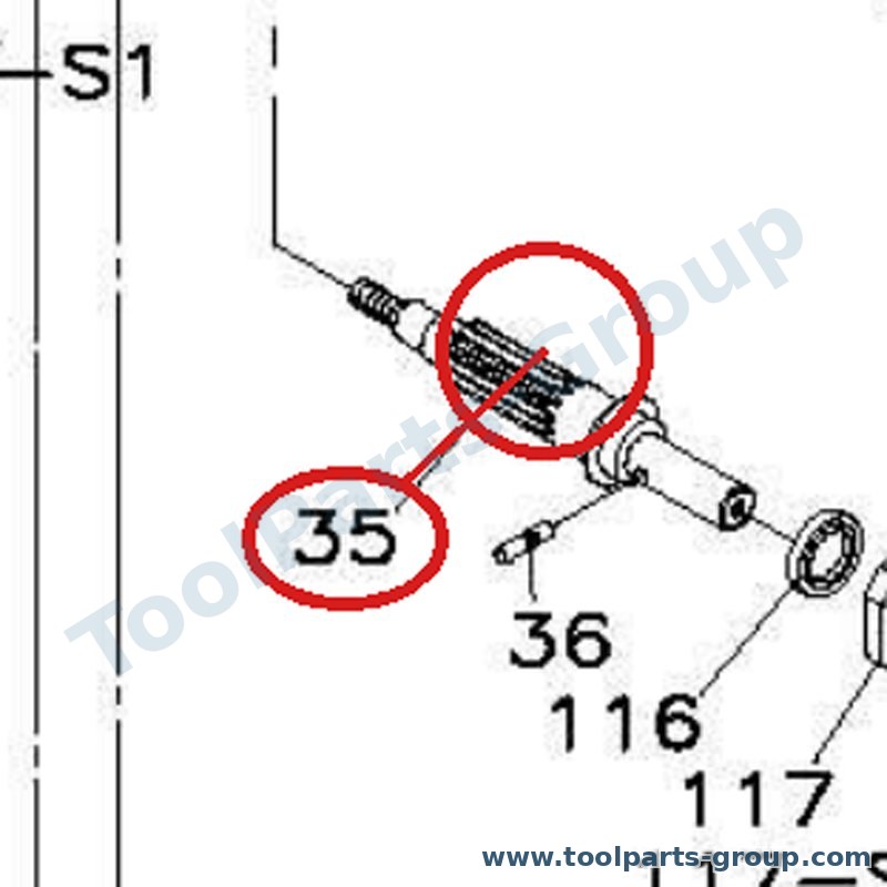 PROMAC PM-833035 – Ersatzteil – Vorschub Welle Pos. 35 für BX833/833V, BX833, 833V, BX-833/833V/840V