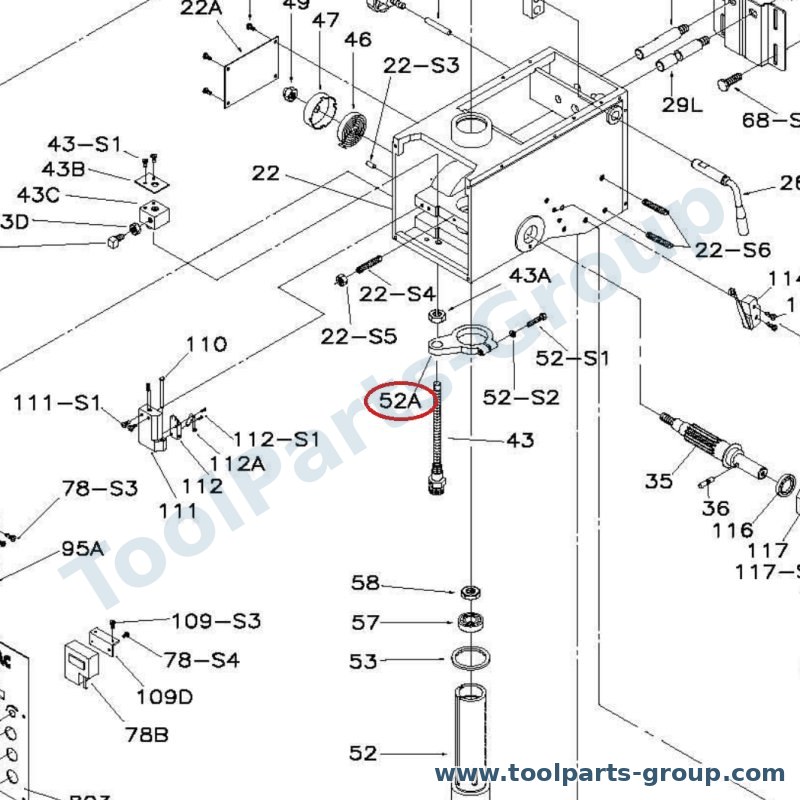 PROMAC PM-840V052B – Ersatzteil – Spindel Supportno.52A BX834/834V für BX834/834V/834VS/840, 834VS, 840VB