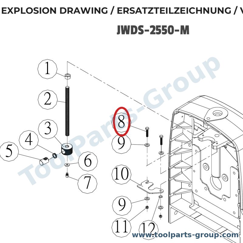 JET TS-1482051 – Ersatzteil – Hex Kappe Schraube M6X25 für JTSS-1500